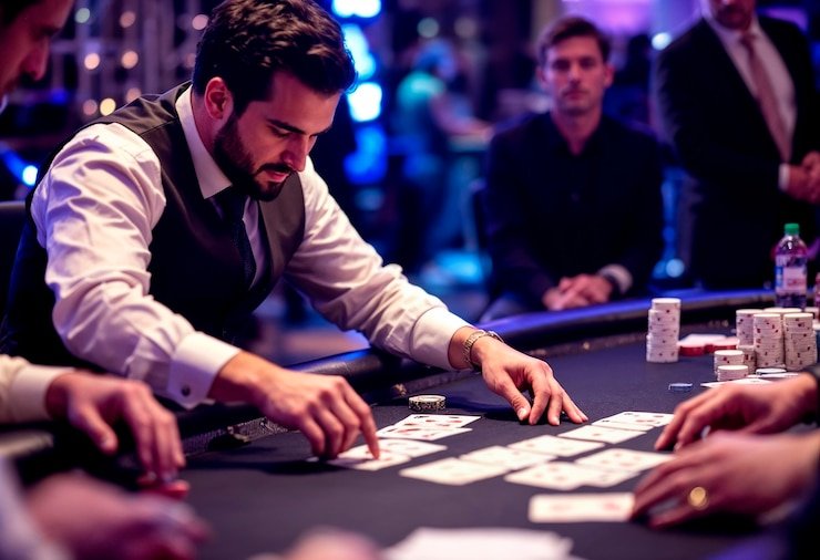 Layar penempatan taruhan baccarat dengan opsi Pemain, Bankir, dan Seri di bucin4d
